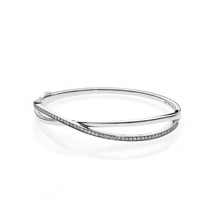 Pandora Entwined Silver Bangle Bracelet size 2